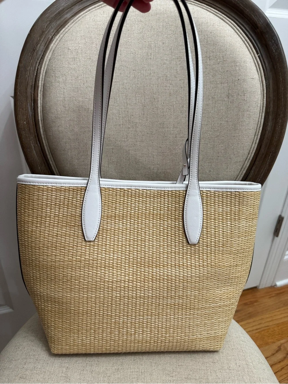 Kate Spade Straw Tote with Strawberry Applique and wristlet